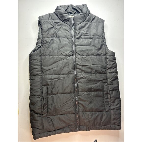 Open Trails Real Men's Medium Puffer Vest Black Front Pockets Water Resistent - Picture 1 of 9
